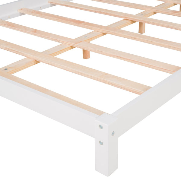 HomeRoots White Wood Full Bed Frame - Modern Minimalist Design with Sturdy Support for a Restful Night’s Sleep 606859