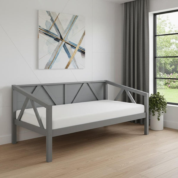 HomeRoots Gray Wood Twin Day Bed - Versatile Sleeping & Seating Solution for Small Spaces, Stylish & Durable Design 606860