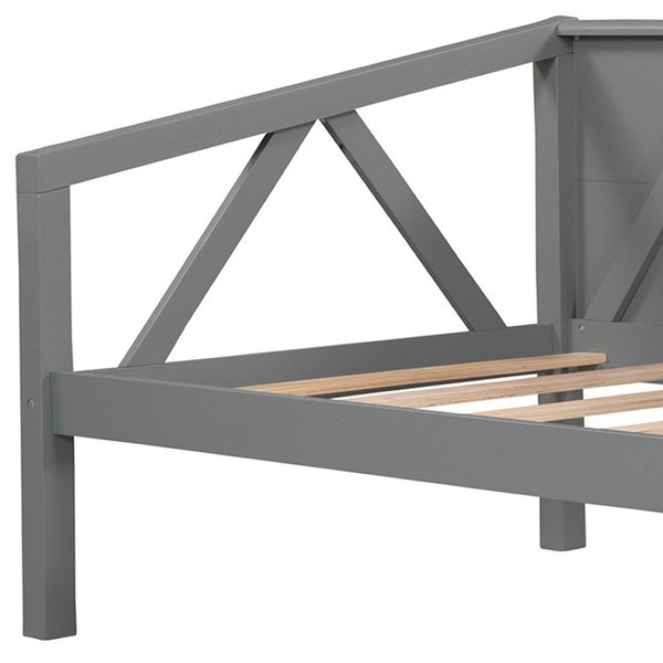 HomeRoots Gray Wood Twin Day Bed - Versatile Sleeping & Seating Solution for Small Spaces, Stylish & Durable Design 606860