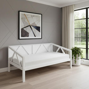 HomeRoots White Wood Twin Day Bed – Stylish Multi-Functional Furniture for Cozy Spaces & Modern Decor 606861