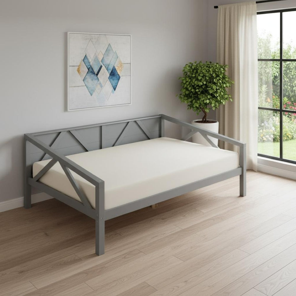 HomeRoots Gray Wood Full Day Bed - Stylish Versatile Furniture for Modern Living, Guest Rooms & Home Offices 606863