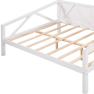 HomeRoots White Wood Full Day Bed - Elegant Multi-Functional Furniture for Stylish Living & Guest Spaces 606864