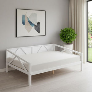 HomeRoots White Wood Full Day Bed - Elegant Multi-Functional Furniture for Stylish Living & Guest Spaces 606864