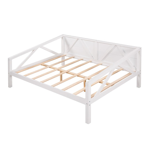 HomeRoots White Wood Full Day Bed - Elegant Multi-Functional Furniture for Stylish Living & Guest Spaces 606864