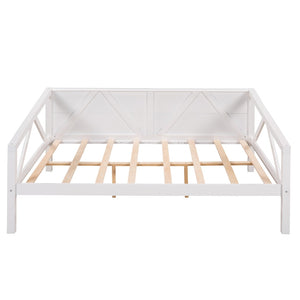 HomeRoots White Wood Full Day Bed - Elegant Multi-Functional Furniture for Stylish Living & Guest Spaces 606864