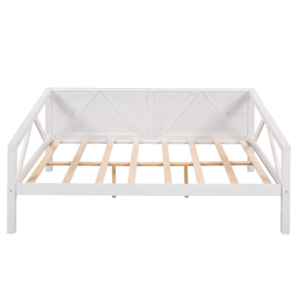 HomeRoots White Wood Full Day Bed - Elegant Multi-Functional Furniture for Stylish Living & Guest Spaces 606864