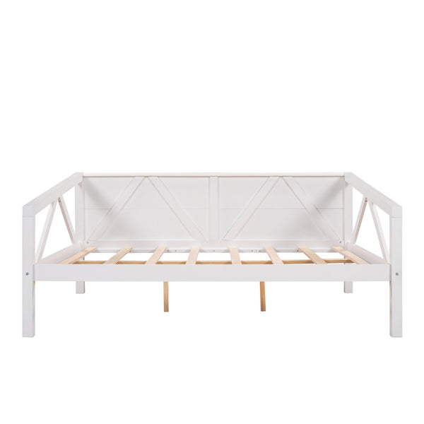 HomeRoots White Wood Full Day Bed - Elegant Multi-Functional Furniture for Stylish Living & Guest Spaces 606864