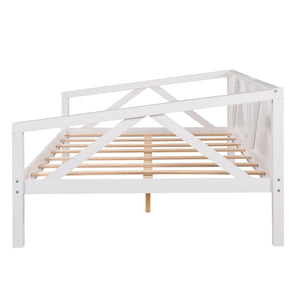 HomeRoots White Wood Full Day Bed - Elegant Multi-Functional Furniture for Stylish Living & Guest Spaces 606864