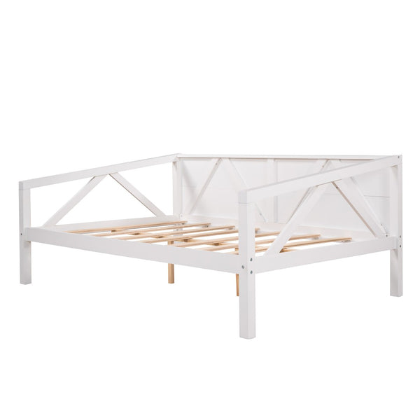 HomeRoots White Wood Full Day Bed - Elegant Multi-Functional Furniture for Stylish Living & Guest Spaces 606864