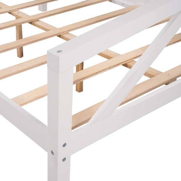 HomeRoots White Wood Full Day Bed - Elegant Multi-Functional Furniture for Stylish Living & Guest Spaces 606864