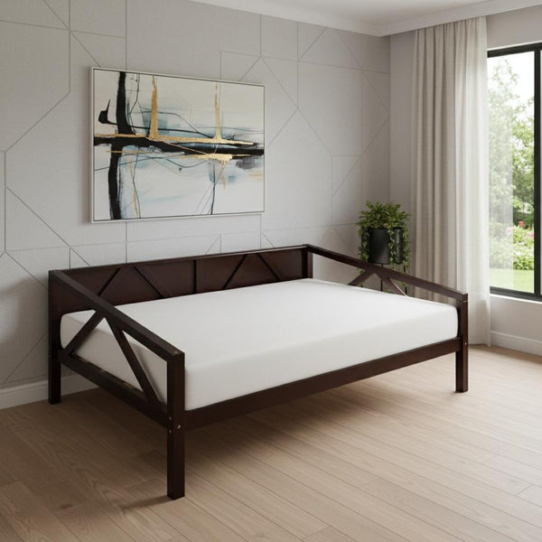 HomeRoots Espresso Wood Full Day Bed - Stylish Multi-Functional Design for Bedroom, Guest Room & Office Use 606865