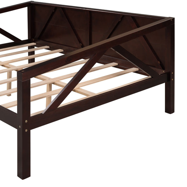 HomeRoots Espresso Wood Full Day Bed - Stylish Multi-Functional Design for Bedroom, Guest Room & Office Use 606865