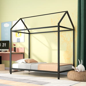 HomeRoots Black Metal Twin Bed Frame - Sturdy, Modern Design with Easy Assembly & Support for 450 lbs Capacity 606866