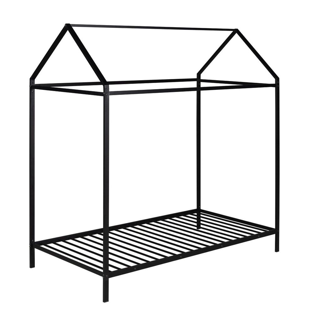 HomeRoots Black Metal Twin Bed Frame - Sturdy, Modern Design with Easy Assembly & Support for 450 lbs Capacity 606866