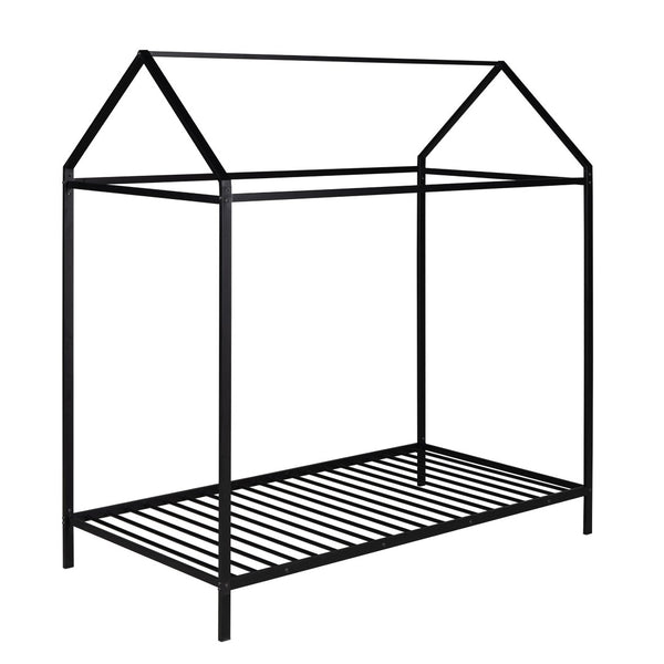 HomeRoots Black Metal Twin Bed Frame - Sturdy, Modern Design with Easy Assembly & Support for 450 lbs Capacity 606866