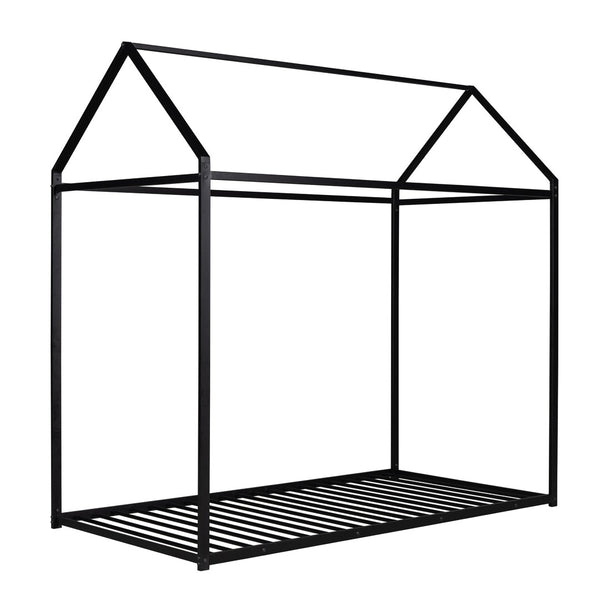 HomeRoots Black Metal Twin Bed Frame - Sturdy, Modern Design with Easy Assembly & Support for 450 lbs Capacity 606866