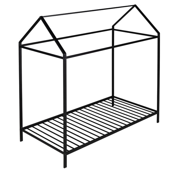 HomeRoots Black Metal Twin Bed Frame - Sturdy, Modern Design with Easy Assembly & Support for 450 lbs Capacity 606866