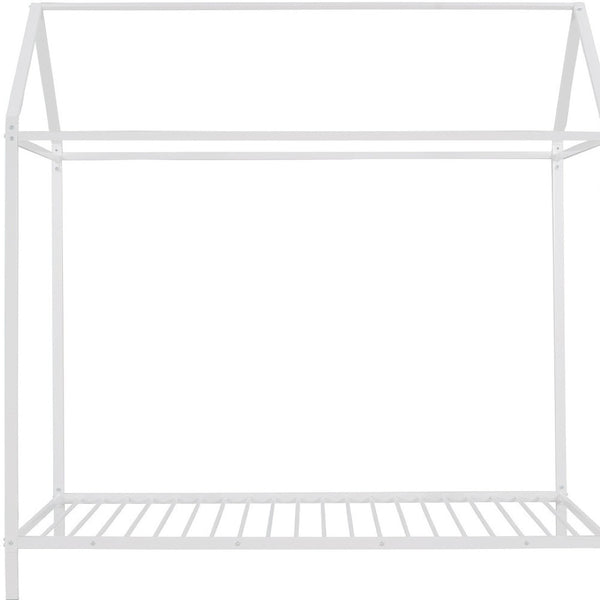 HomeRoots White Metal Twin Bed Frame - Durable, Modern Design with Sturdy Support for Minimalist Bedrooms 606867
