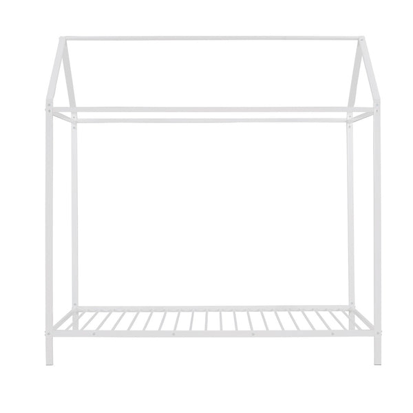 HomeRoots White Metal Twin Bed Frame - Durable, Modern Design with Sturdy Support for Minimalist Bedrooms 606867