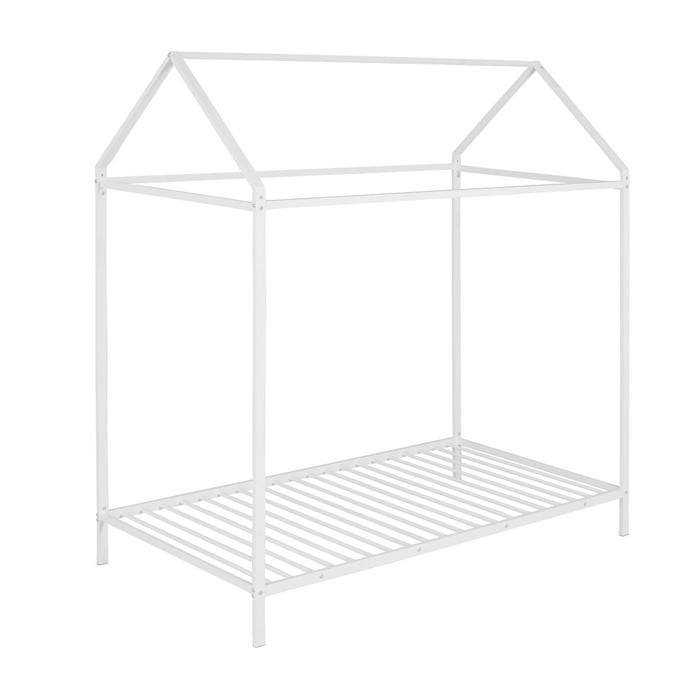 HomeRoots White Metal Twin Bed Frame - Durable, Modern Design with Sturdy Support for Minimalist Bedrooms 606867