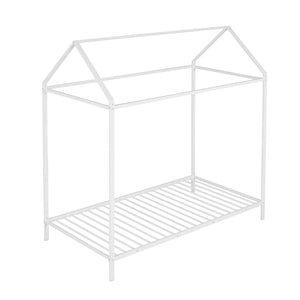 HomeRoots White Metal Twin Bed Frame - Durable, Modern Design with Sturdy Support for Minimalist Bedrooms 606867