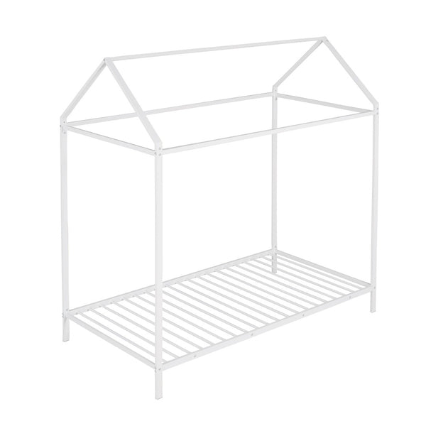 HomeRoots White Metal Twin Bed Frame - Durable, Modern Design with Sturdy Support for Minimalist Bedrooms 606867