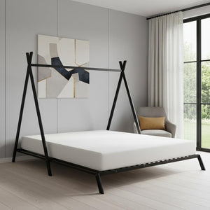 HomeRoots Black Metal Twin Bed Frame - Sturdy Platform Design with Modern Style, Easy Assembly & High Support 606868