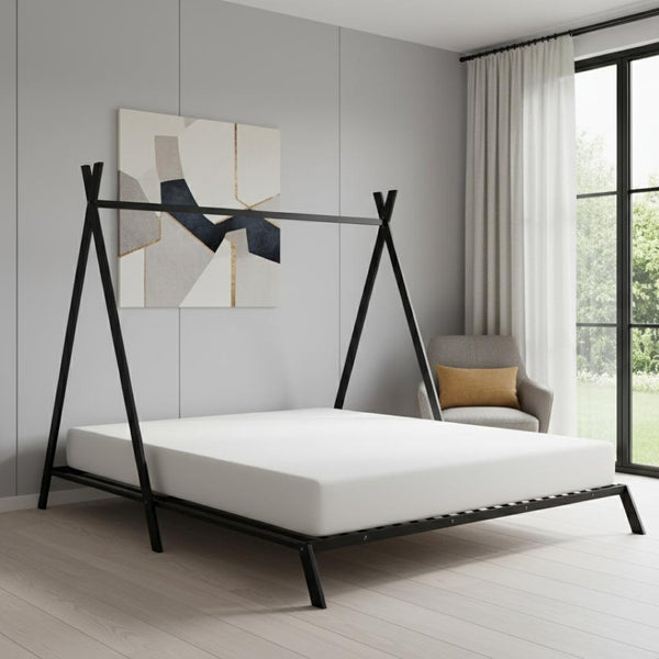 HomeRoots Black Metal Twin Bed Frame - Sturdy Platform Design with Modern Style, Easy Assembly & High Support 606868