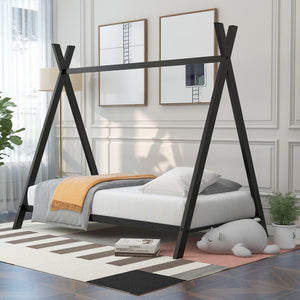 HomeRoots Black Metal Twin Bed Frame - Sturdy Platform Design with Modern Style, Easy Assembly & High Support 606868