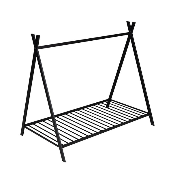 HomeRoots Black Metal Twin Bed Frame - Sturdy Platform Design with Modern Style, Easy Assembly & High Support 606868