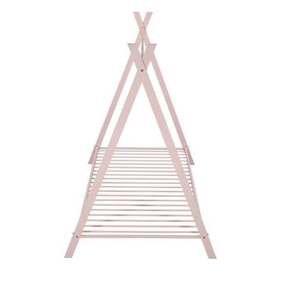 HomeRoots Pink Metal Twin Bed Frame – Stylish, Durable Design with Platform Support for Kids' & Guest Rooms 606869
