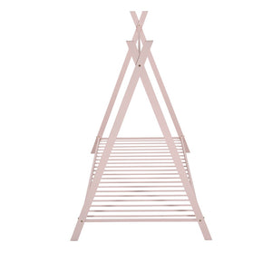 HomeRoots Pink Metal Twin Bed Frame – Stylish, Durable Design with Platform Support for Kids' & Guest Rooms 606869