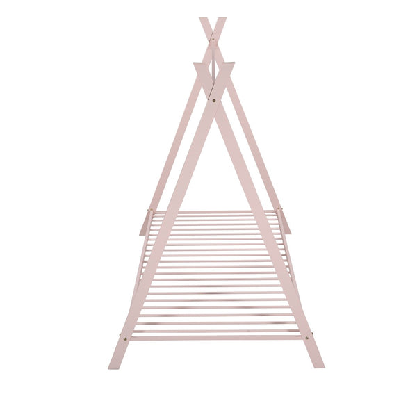 HomeRoots Pink Metal Twin Bed Frame – Stylish, Durable Design with Platform Support for Kids' & Guest Rooms 606869
