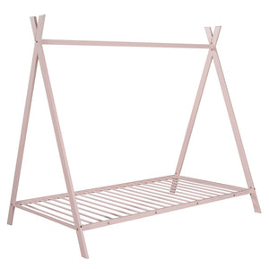 HomeRoots Pink Metal Twin Bed Frame – Stylish, Durable Design with Platform Support for Kids' & Guest Rooms 606869