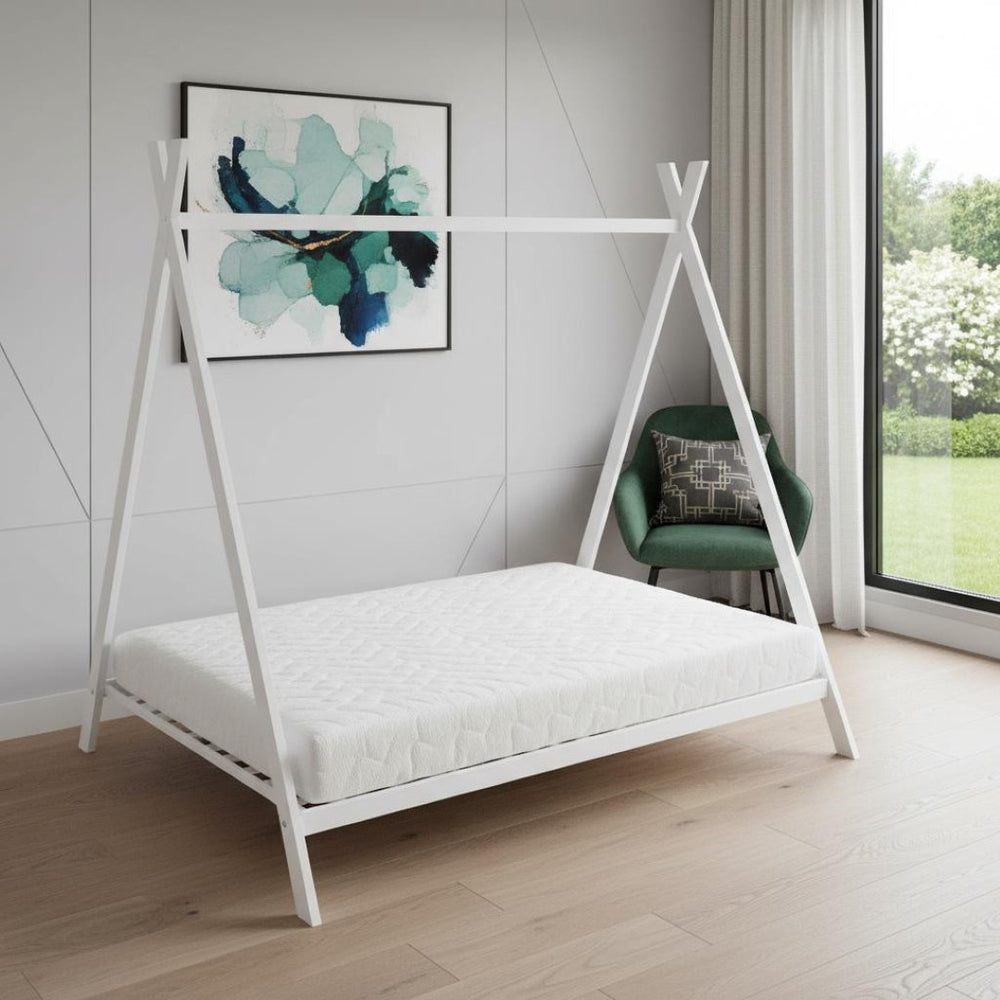 HomeRoots White Metal Twin Bed Frame - Modern Platform Design with Durable Support System for Cozy Bedrooms 606870