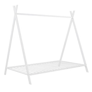 HomeRoots White Metal Twin Bed Frame - Modern Platform Design with Durable Support System for Cozy Bedrooms 606870