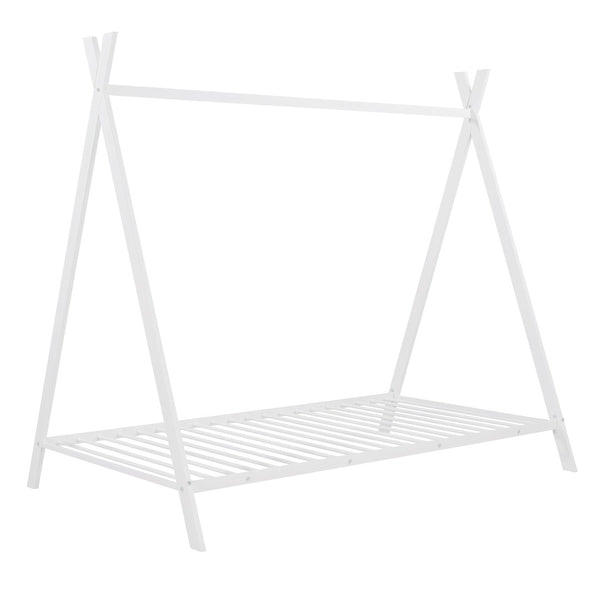 HomeRoots White Metal Twin Bed Frame - Modern Platform Design with Durable Support System for Cozy Bedrooms 606870