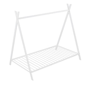 HomeRoots White Metal Twin Bed Frame - Modern Platform Design with Durable Support System for Cozy Bedrooms 606870