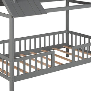 HomeRoots Gray Wood Twin Bed Frame - Modern Platform Design with Durable Construction for Stylish Sleep Solutions 606872