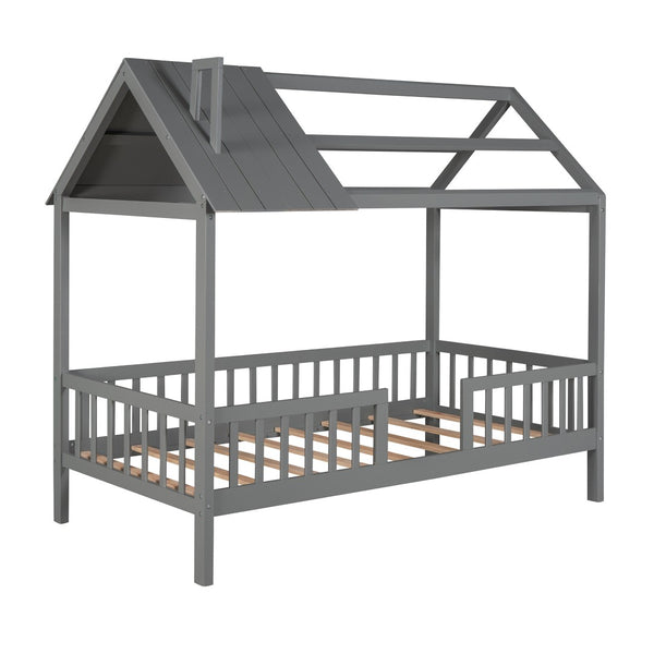 HomeRoots Gray Wood Twin Bed Frame - Modern Platform Design with Durable Construction for Stylish Sleep Solutions 606872