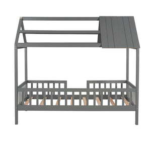 HomeRoots Gray Wood Twin Bed Frame - Modern Platform Design with Durable Construction for Stylish Sleep Solutions 606872