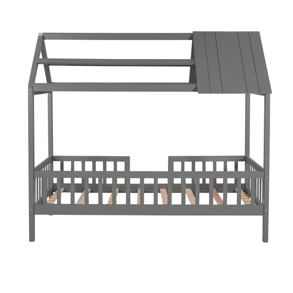 HomeRoots Gray Wood Twin Bed Frame - Modern Platform Design with Durable Construction for Stylish Sleep Solutions 606872