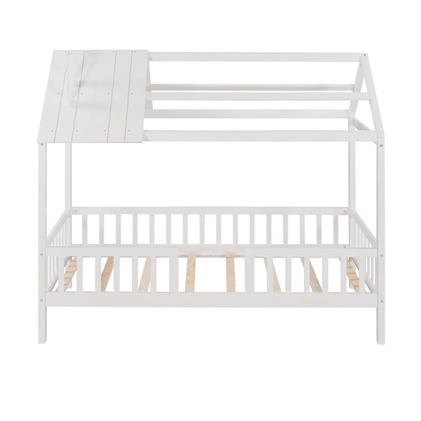HomeRoots White Wood Twin Bed Frame - Sturdy Platform Design with 12 Support Slats for Lasting Comfort & Style 606873