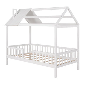 HomeRoots White Wood Twin Bed Frame - Sturdy Platform Design with 12 Support Slats for Lasting Comfort & Style 606873