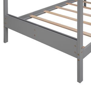 HomeRoots Gray Wood Twin House Bed – Modern Cozy Design with Sturdy Support, Perfect for Kids' Playful Retreat 606875