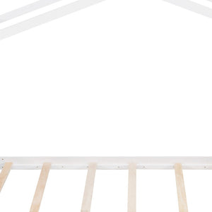 HomeRoots White Wood Twin House Bed – Modern Minimalist Design for Cozy Bedrooms, Durable & Stylish Frame 606876