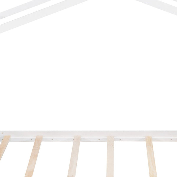 HomeRoots White Wood Twin House Bed – Modern Minimalist Design for Cozy Bedrooms, Durable & Stylish Frame 606876