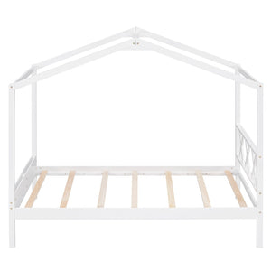 HomeRoots White Wood Twin House Bed – Modern Minimalist Design for Cozy Bedrooms, Durable & Stylish Frame 606876