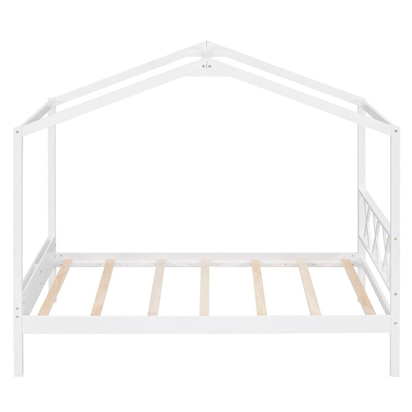 HomeRoots White Wood Twin House Bed – Modern Minimalist Design for Cozy Bedrooms, Durable & Stylish Frame 606876