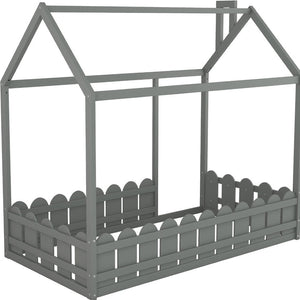 HomeRoots Gray Wood Twin Bed Frame – Modern, Durable Design with Supportive Slats for Small Spaces & Comfort 606878